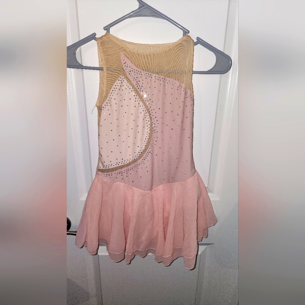Pink two tone figure skating dress chikds size 10/12